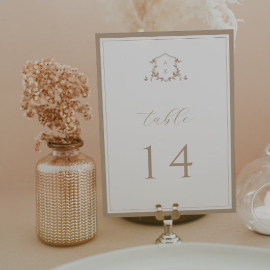 Timeless Vines Beige Crest Table Number Programm
