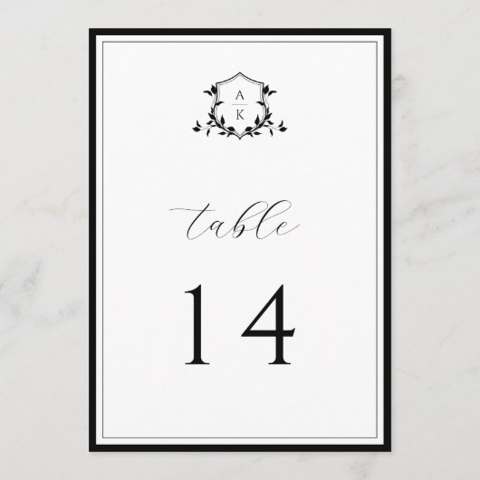 Timeless Vines Black Crest Table Number Programm (Rückseite)