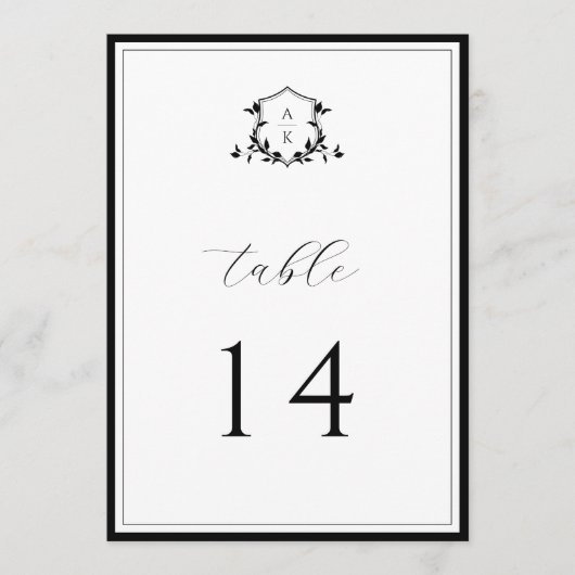 Timeless Vines Black Crest Table Number Programm (Vorderseite)