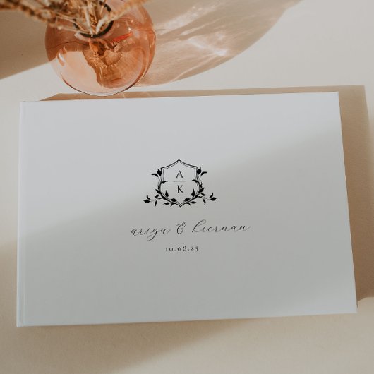 Timeless Vines Black Crest Wedding Monogram Gästebuch