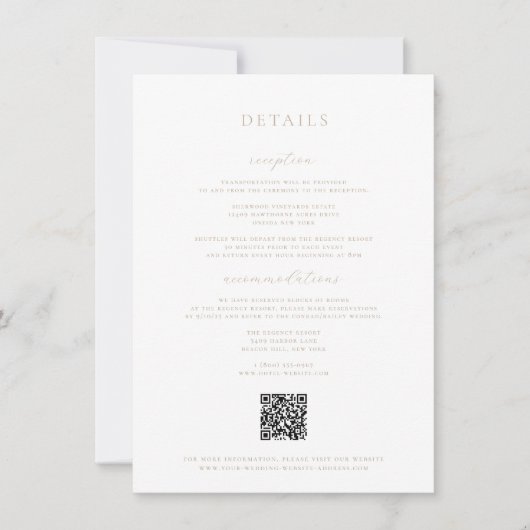 Timeless Vines Crest Beige Details Card Einladung (Vorderseite)