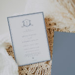 Timeless Vines Dusty Blue Monogram Wedding Crest Einladung<br><div class="desc">Elegant greenery adorned crest,  wedding invitation. Modern and timeless monogram wedding crest in dusty blue with trendy minimalist typography template and coordinating dusty blue frame border.</div>