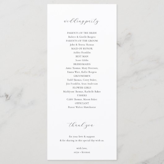 Timeless Vines Monogram Crest Black Program Programm (Rückseite)