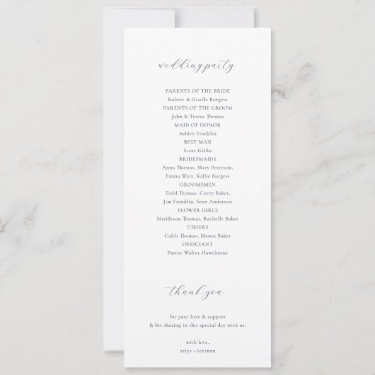 Timeless Vines Monogram Crest Navy Blue Program Einladung (Rückseite)