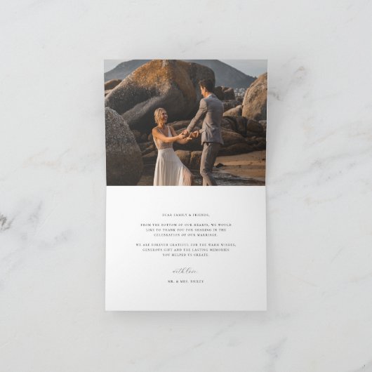 Timeless Vines Monogram Crest Wedding Photo Dankeskarte (Innenseite)