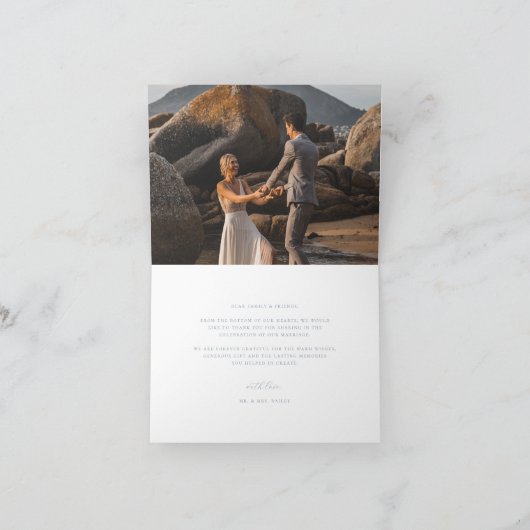 Timeless Vines Monogram Crest Wedding Photo Dankeskarte (Innenseite)