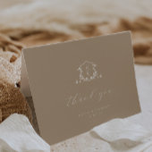 Timeless Vines Monogram Crest Wedding Photo Dankeskarte