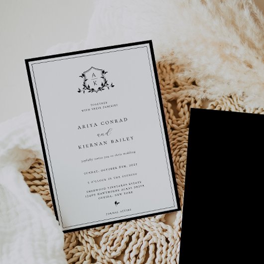 Timeless Vines Monogram Wedding Crest Einladung