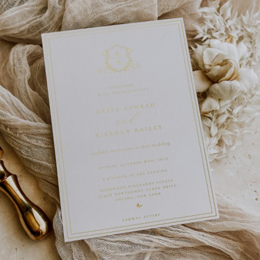 Timeless Vines Monogram Wedding Crest Folieneinladung