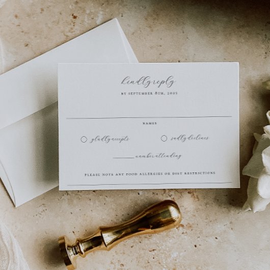 Timeless Vines Monogram Wedding Crest RSVP Karte