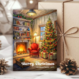 Timeless watercolor festive scene in cozy style feiertagskarte