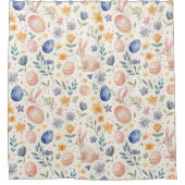Timeless Watercolor Pastel Bunny Flowers Eggs Duschvorhang (Vorderseite)