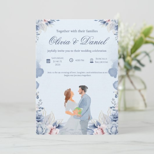 Timeless Wedding Invitation – Customizable Einladung (Stehend Vorderseite)