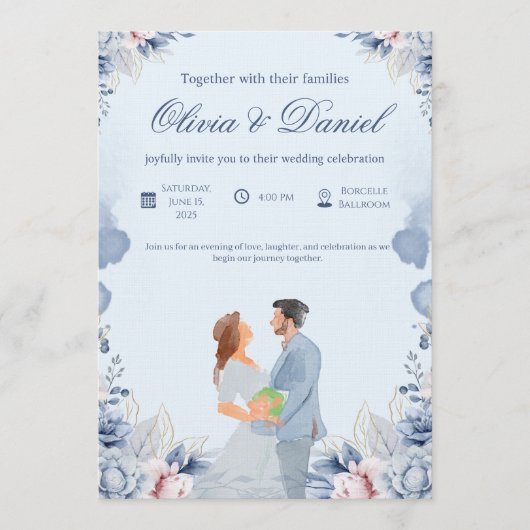 Timeless Wedding Invitation – Customizable Einladung (Vorderseite)