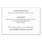 Timeless White Elegant Wedding Detail Cards Tischnummer (Rückseite)