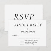 Timeless White Elegant Wedding RSVP Card Karte (Vorne/Hinten)