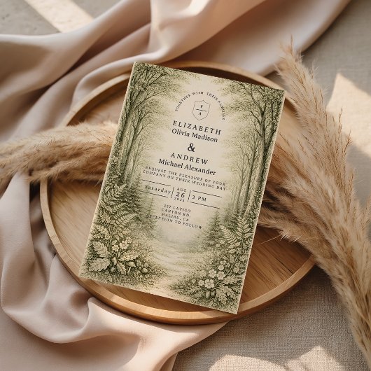 Timeless Woodland Forest Wedding Einladung