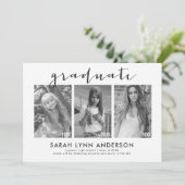 Timeline 3 Foto Graduierung Party Einladung (Stehend Vorderseite)