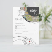 Timeline Courthouse Wedding Modernes Illustriert RSVP Karte (Stehend Vorderseite)