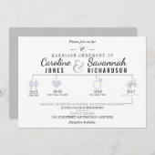 Timeline Light Gray Wedding Einladung (Vorne/Hinten)