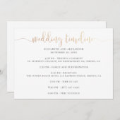 Timeline-Skript für Hochzeiten. Einfache Kalligrap Einladung (Vorne/Hinten)