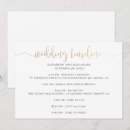 Timeline-Skript für Hochzeiten. Einfache Kalligrap Einladung