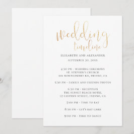 Timeline-Skript für Hochzeiten. Einfache Kalligrap Einladung