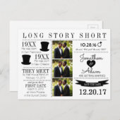 Timeline Top Hat Save the Date Post Card Ankündigungspostkarte (Vorne/Hinten)