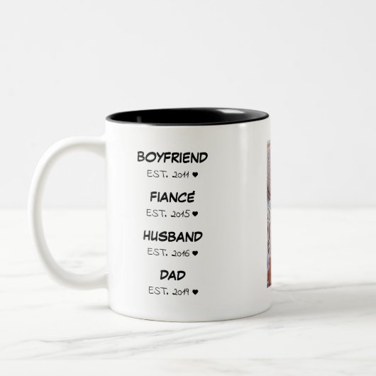 Timeline Vater Pater Valentinstag Foto Zweifarbige Tasse (Links)