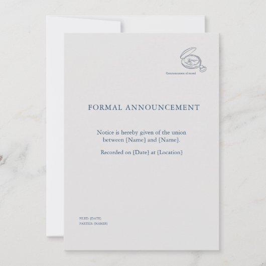 Timepiece- Minimalist Union Announcement Einladung (Vorderseite)