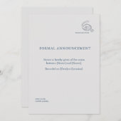 Timepiece- Minimalist Union Announcement Einladung (Vorne/Hinten)