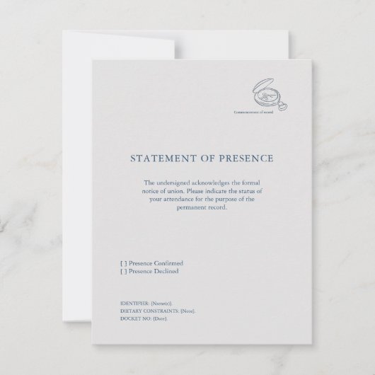 Timepiece- Minimalist Union Announcement  RSVP Karte (Vorderseite)