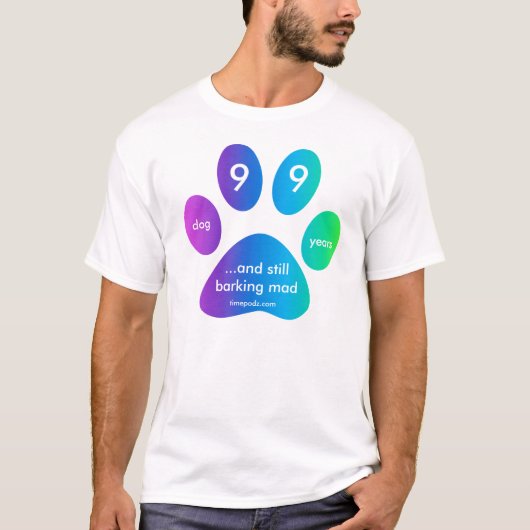 timepodz Regenbogen-Hundejahre - 99 T-Shirt (Vorderseite)