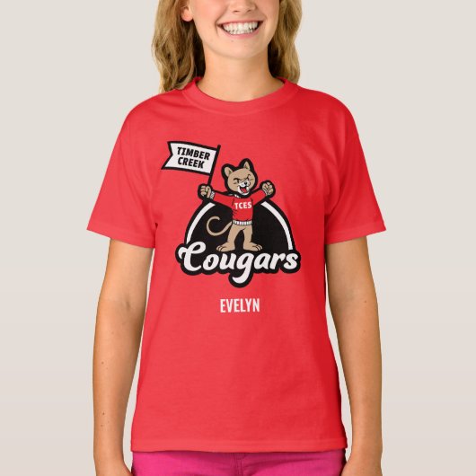 Timer Creek Elementary Cougar Mascot T - Shirt (Vorderseite)