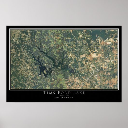 Times Ford Lake Tennessee Satellite Poster Karte (Vorne)