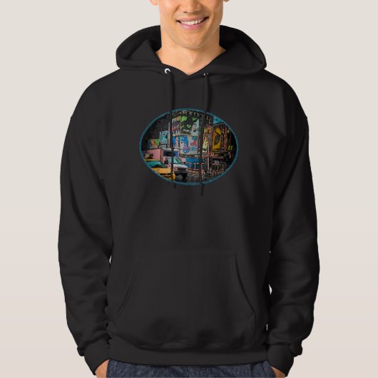 Times Square-Anschlagtafelndunkler Hoodie (Unisex) (Vorderseite)