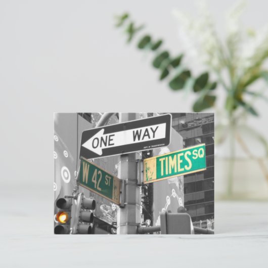 Times Square B&W Postkarte (Stehend Vorderseite)