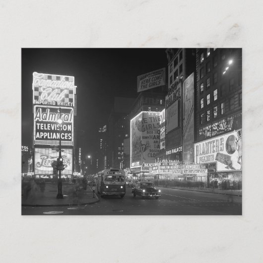 Times Square in der Nacht, 1953 Postkarte (Vorderseite)