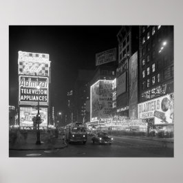 Times Square in der Nacht, 1953. Vintages Foto Poster