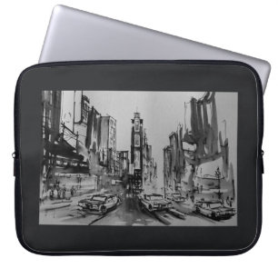 Times Square in Schwarzweiss-Laptop-Hülse 15" Laptopschutzhülle
