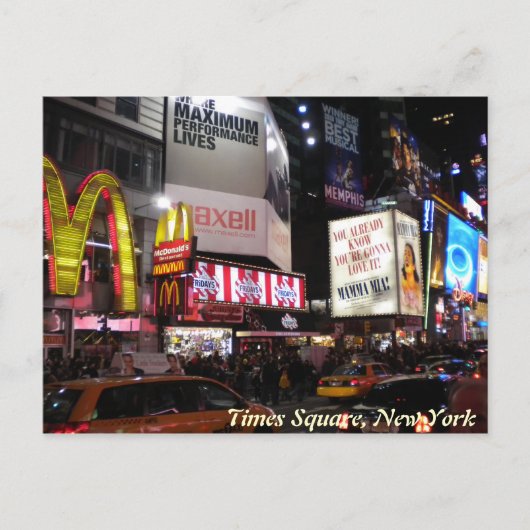 Times Square nach Nachtpostkarte Postkarte (Vorderseite)