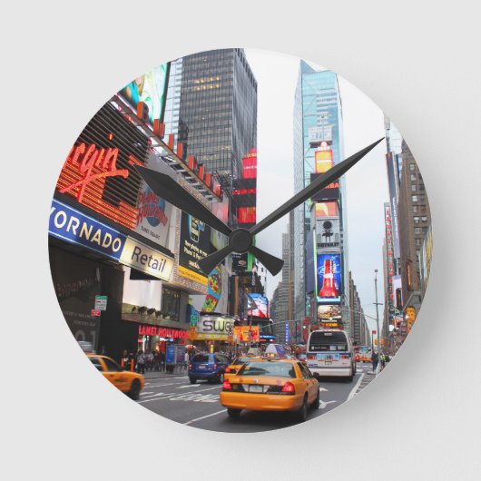 Times Square, New York City, USA Runde Wanduhr (Vorderseite)