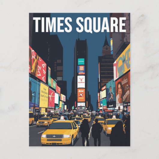 Times Square New York Taxi Cab Art Postkarte (Vorderseite)