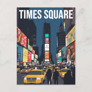 Times Square New York Taxi Cab Kunst Postkarte