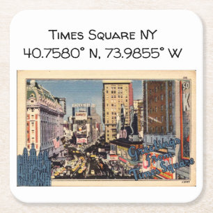 Times Square NY Map koordiniert Vintagen Stil Rechteckiger Pappuntersetzer