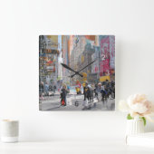Times Square NY. Quadratische Wanduhr (Zuhause)