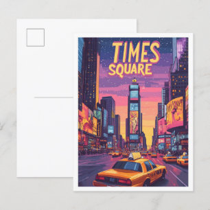 Times Square NYC Kunst Vintage Illustration Reise Postkarte