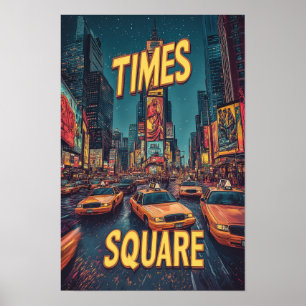 Times Square NYC USA Vintage-Illustration Reise Poster