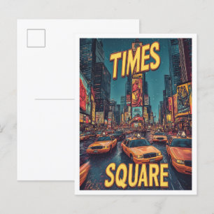 Times Square NYC USA Vintage-Illustration Reise Postkarte