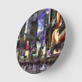 Times Square Photo in HDR Runde Wanduhr (Winkel)